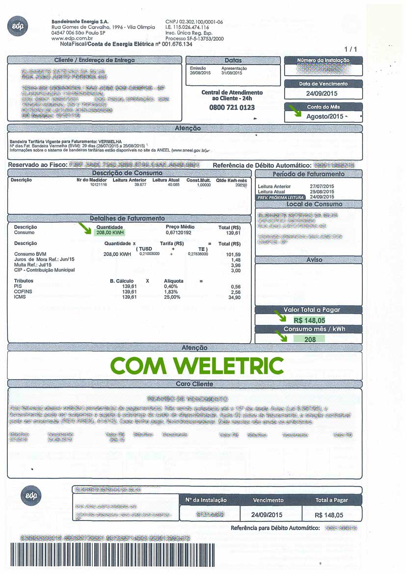 Conta verde WELETRIC